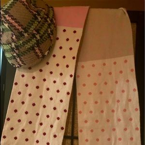 Lord & Taylor 100% Wool Knit Scarf: Polka Dot Reversible